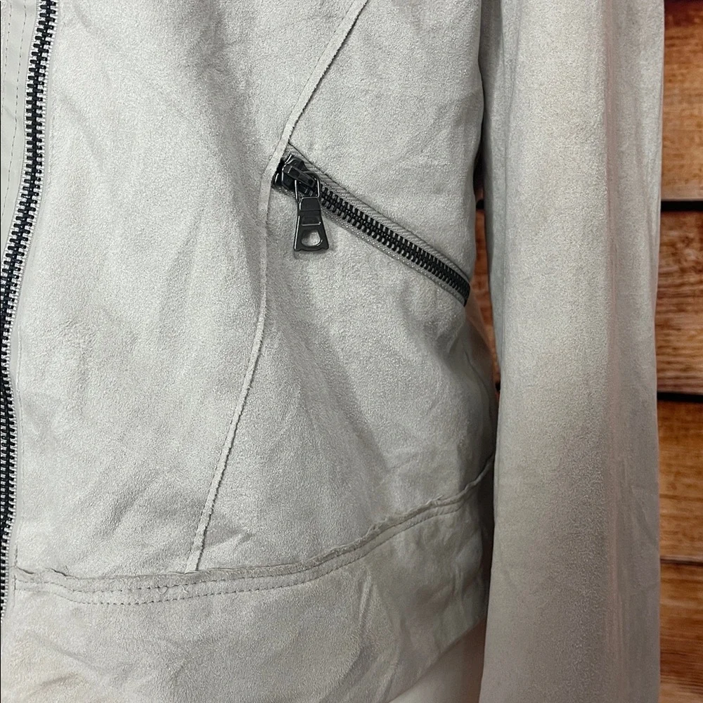 Elie Tahari Faux Suede Tan Moto Jacket Like New XL